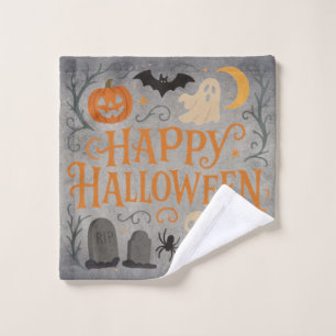 Classic, vintage Happy Halloween Wash Cloth