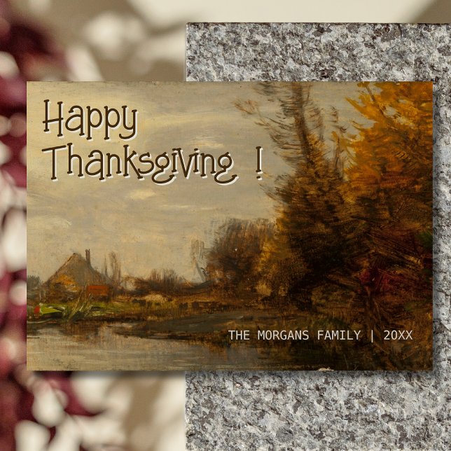 Classic Vintage Happy Thanksgiving Autumn Cottage Card (Creator Uploaded)