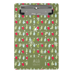 Classic Vintage Holiday Pattern-Christmas Lights 2 Mini Clipboard