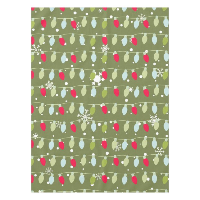 Classic Vintage Holiday Pattern-Christmas Lights 2 Tablecloth (Front)