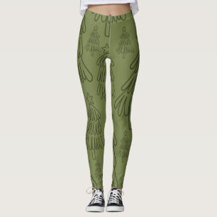 Classic Vintage Holiday Pattern-Christmas Tree (1) Leggings