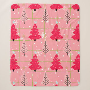 Classic Vintage Holiday Pattern-Christmas Tree (3) Sherpa Blanket