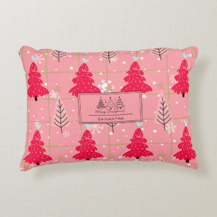 Classic Vintage Holiday Pattern-Christmas Tree (4) Decorative Cushion