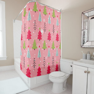 Classic Vintage Holiday Pattern-Christmas Tree (4) Shower Curtain