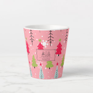 Classic Vintage Holiday Pattern-Christmas Tree (5) Latte Mug