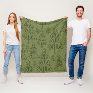 Classic Vintage Holiday Pattern-Christmas Tree Fleece Blanket