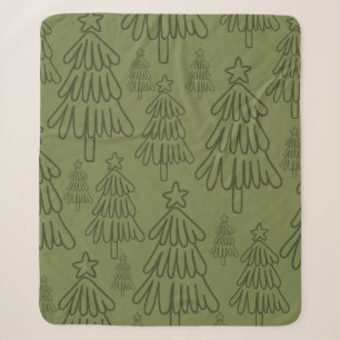 Classic Vintage Holiday Pattern-Christmas Tree Sherpa Blanket