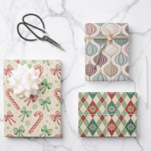 Classic Vintage Holiday Pattern  Wrapping Paper Sheet