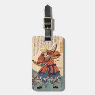 Classic vintage japanese ukiyo-e samurai warrior luggage tag