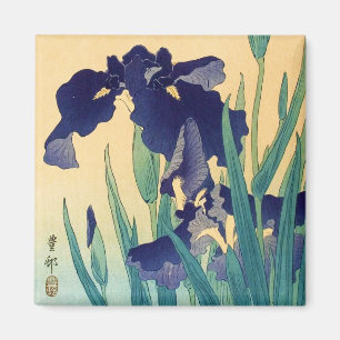 Classic vintage japanese ukiyo-e violet irises art magnet