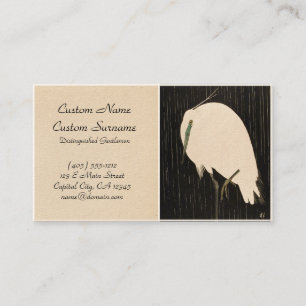 Classic vintage japanese ukiyo-e white crane art business card