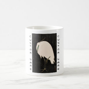Classic vintage japanese ukiyo-e white crane art coffee mug