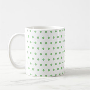 Classic Vintage Light Sage Green Polka Dots White Coffee Mug