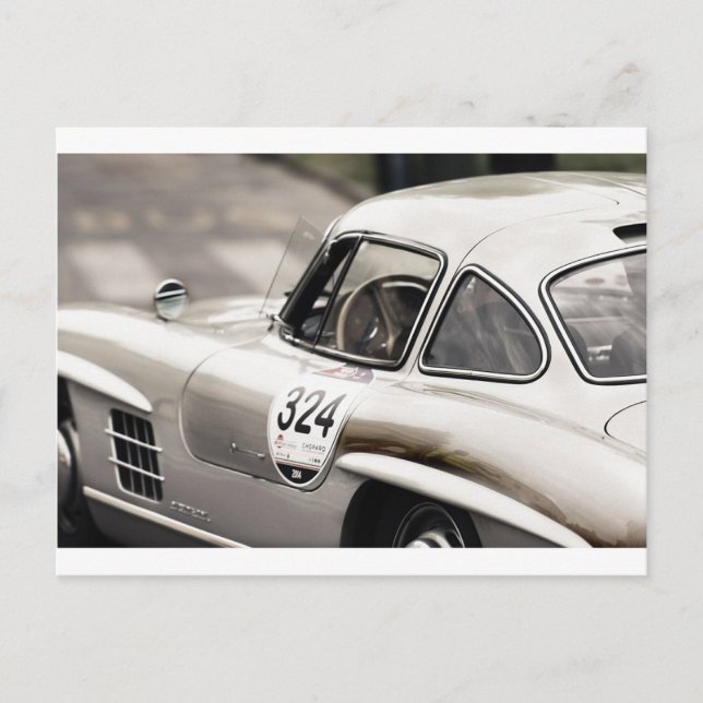 Classic Vintage mercedes Black & White Postcard (Front)