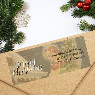 Classic Vintage Merry Christmas Angel Return Address Label