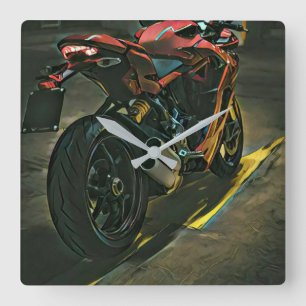 classic vintage motorcycle gift square wall clock