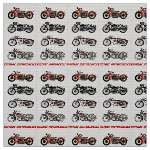 CLASSIC VINTAGE MOTORCYCLES Red Black Grey Fabric