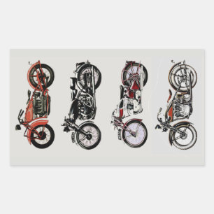 CLASSIC VINTAGE MOTORCYCLES Red Black Grey Rectangular Sticker