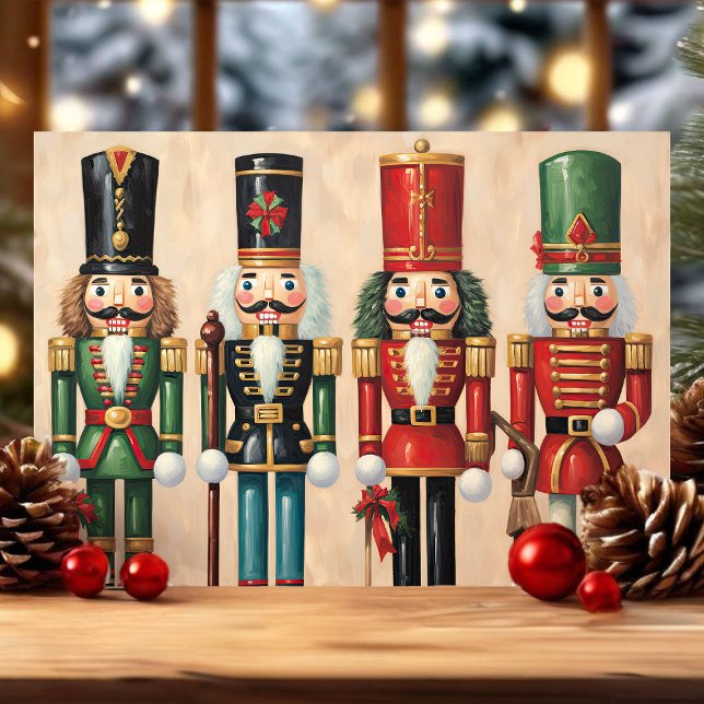 Classic Vintage Nutcracker Soldiers Christmas Holiday Card (Creator Uploaded)