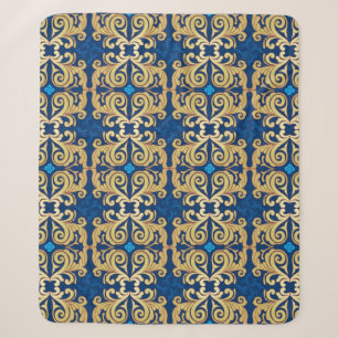 Classic vintage ornamental ornate seamless pattern sherpa blanket