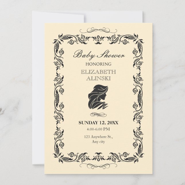 Classic vintage ornate Baby shower Invitation (Front)