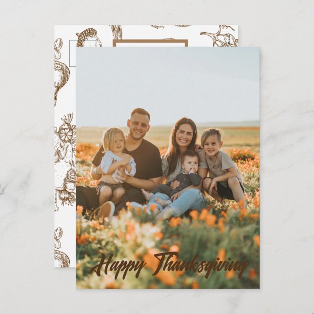 Classic Vintage Photo Thanksgiving Rustic Photo Holiday Postcard (Front/Back)
