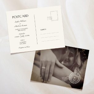 Classic Vintage Photo Wedding Invitation Postcard