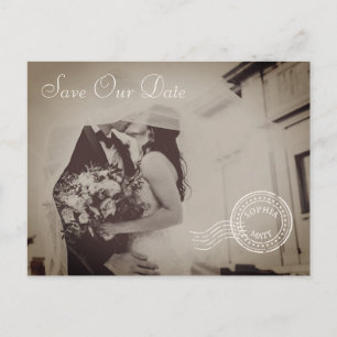 Classic Vintage Photo Wedding Invitation Postcard