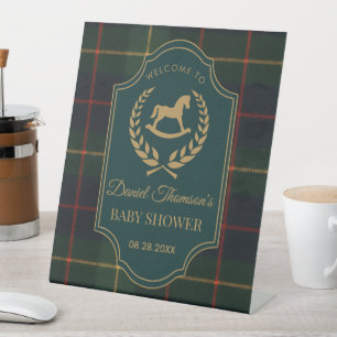 Classic Vintage Polo Horse Party Baby Shower Pedestal Sign
