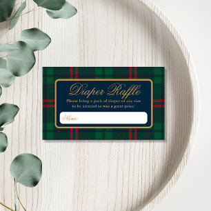 Classic Vintage Preppy Tartan Plaid Diaper Raffle Enclosure Card