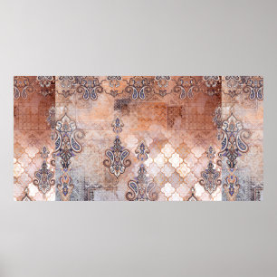 Classic vintage print with patchwork, paisley elem