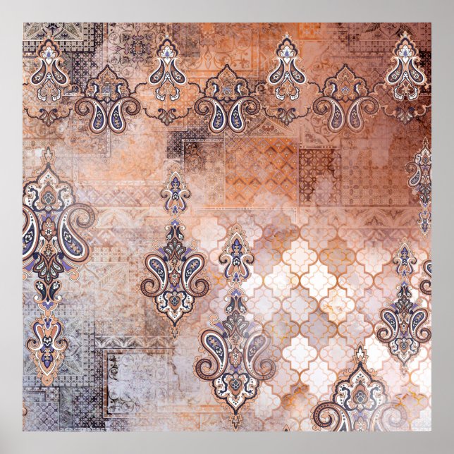 Classic vintage print with patchwork, paisley elem (Front)