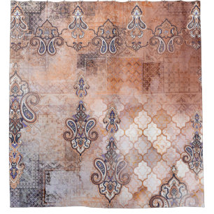 Classic vintage print with patchwork, paisley elem shower curtain