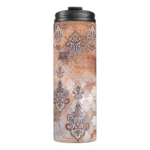 Classic vintage print with patchwork, paisley elem thermal tumbler