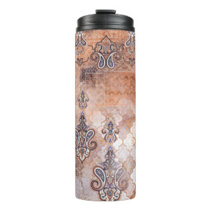 Classic vintage print with patchwork, paisley elem thermal tumbler