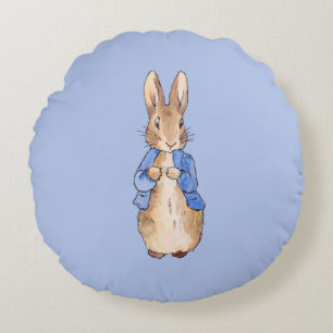 Classic vintage rabbit blue jacket round cushion