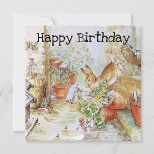 Classic Vintage Rabbit Happy birthday Card