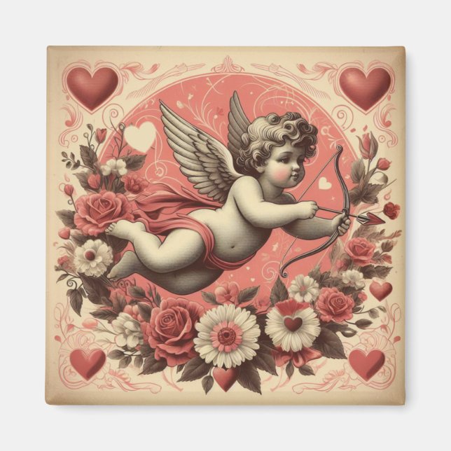Classic/Vintage/Retro Cupid Valentine's day Magnet (Front)