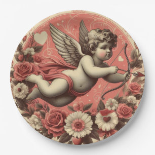 Classic/Vintage/Retro Cupid Valentine's day Paper Plate