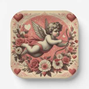 Classic/Vintage/Retro Cupid Valentine's day Paper Plate