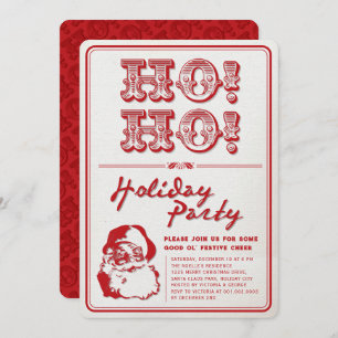 Classic Vintage Santa HO HO Holiday Party Invite