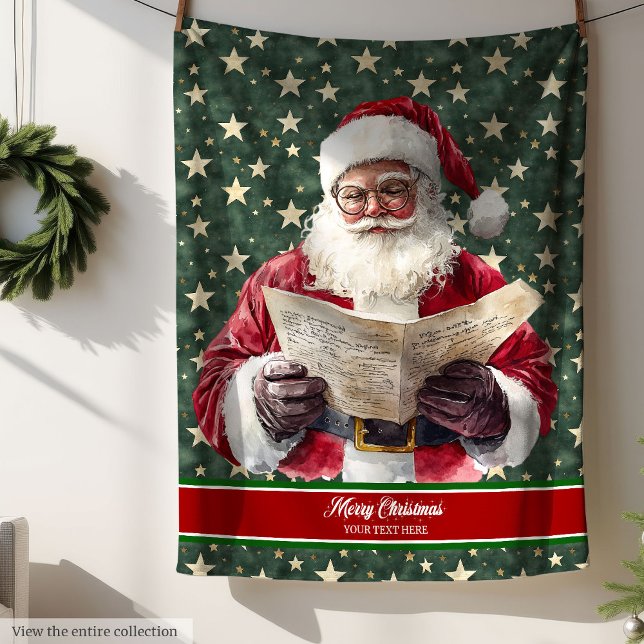 Classic vintage Santa reading a letters blanket (Classic vintage Santa reading a letters blanket)