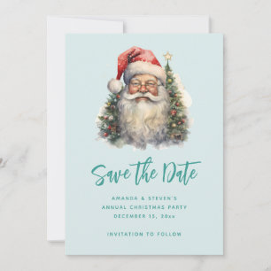 Classic Vintage Santa with Christmas Pine Save The Date