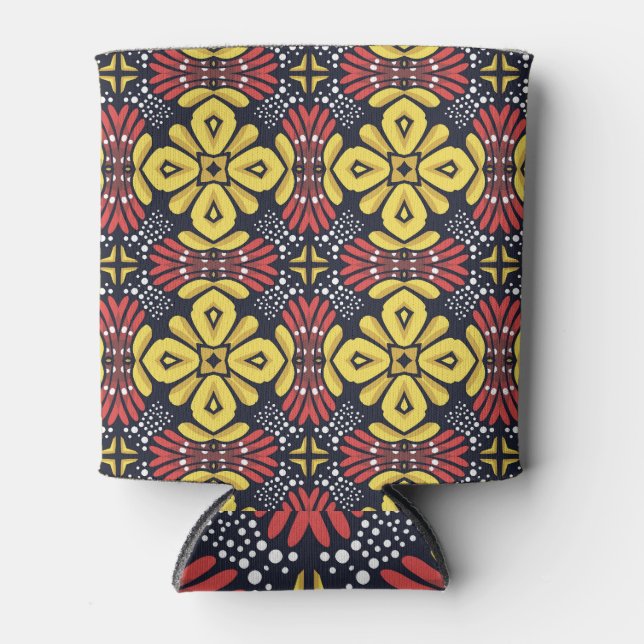 Classic Vintage: Seamless Flower Pattern Can Cooler (Front)