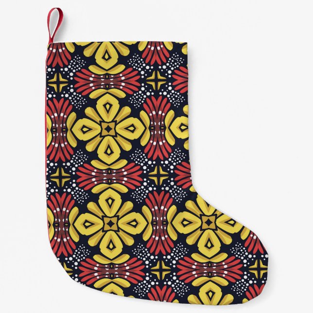 Classic Vintage: Seamless Flower Pattern Small Christmas Stocking (Front)