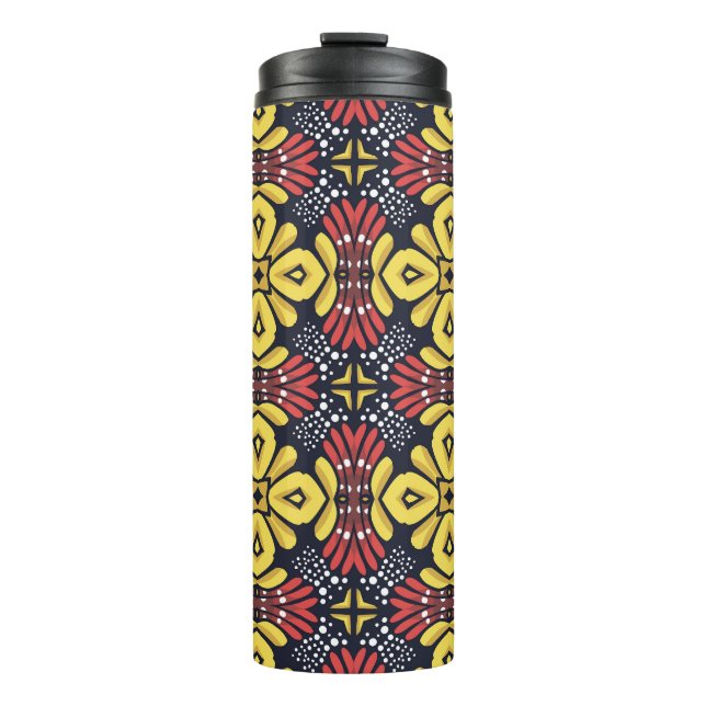 Classic Vintage: Seamless Flower Pattern Thermal Tumbler (Front)