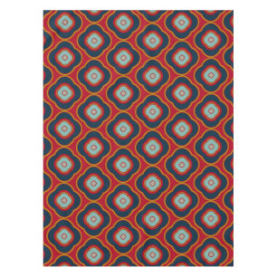 Classic Vintage Shapes Pattern Red and Navy Blue Tablecloth