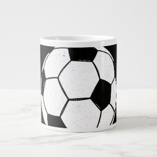 Classic Vintage Soccer Ball Distressed Sports Illu Large Coffee Mug