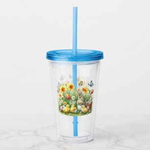 Classic/Vintage spring rabbit/chicken Acrylic Tumbler
