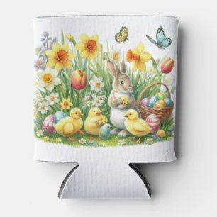 Classic/Vintage spring rabbit/chicken Can Cooler